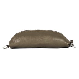 RB1015AQ | Waist bag with removable shoulder strap in Genuine Leather Made in Italy. Attachments with shiny nickel metal snap hooks - Taupe color - Dimensions: 24 x 14 x 7