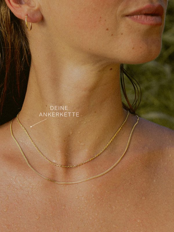 Chaîne d'ancre DELICATE Dainty en or véritable 14 carats plaqué diamant