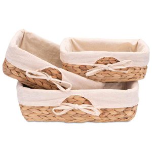 Bread basket, braided, in a set of 3 with linen cloth