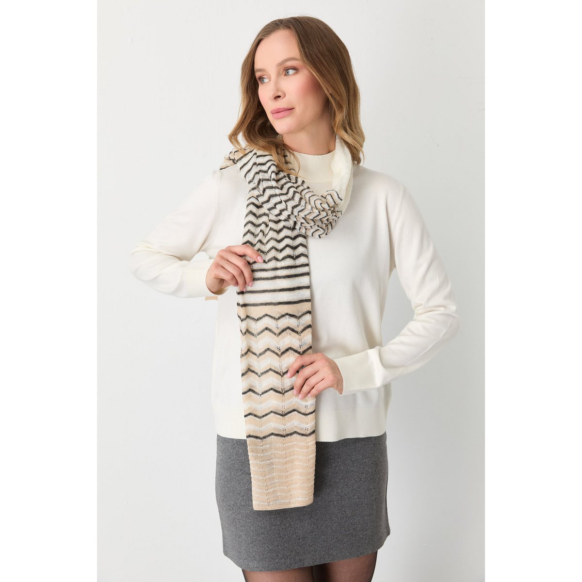 Cybele Shawl Ecru-Beige-Black