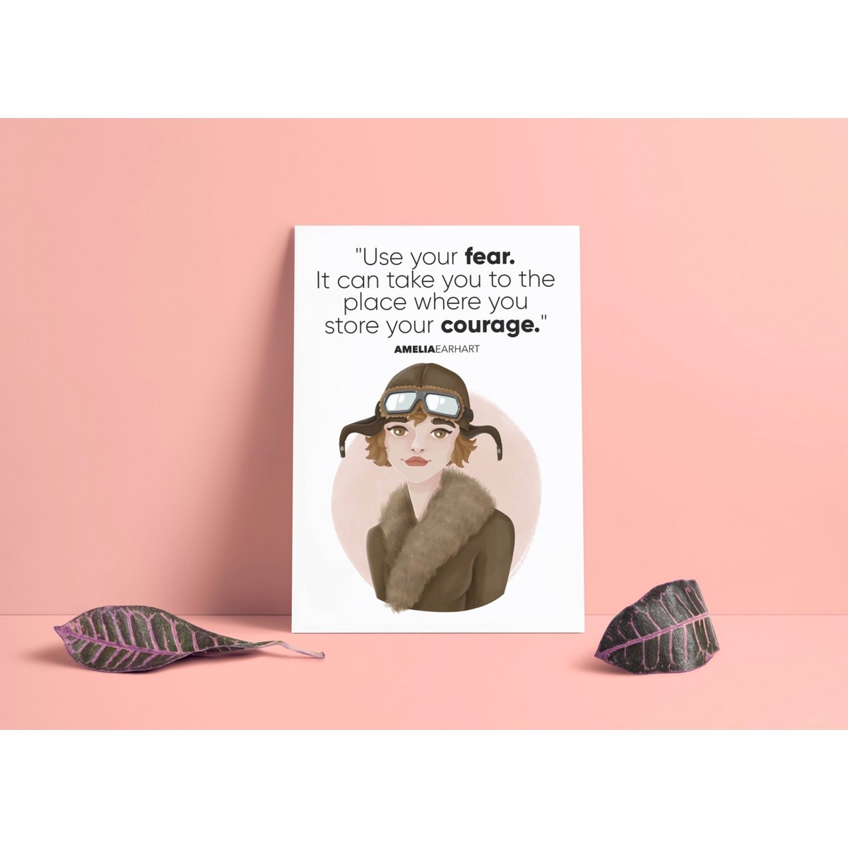 Amelia Earhart - Zitate Wandkunst (A4)