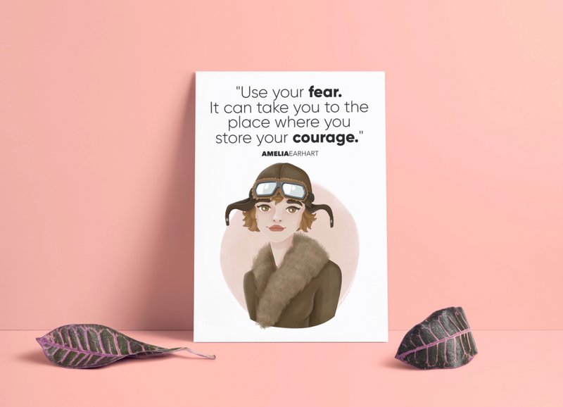 Amelia Earhart - Citazioni Wall Art (A4)
