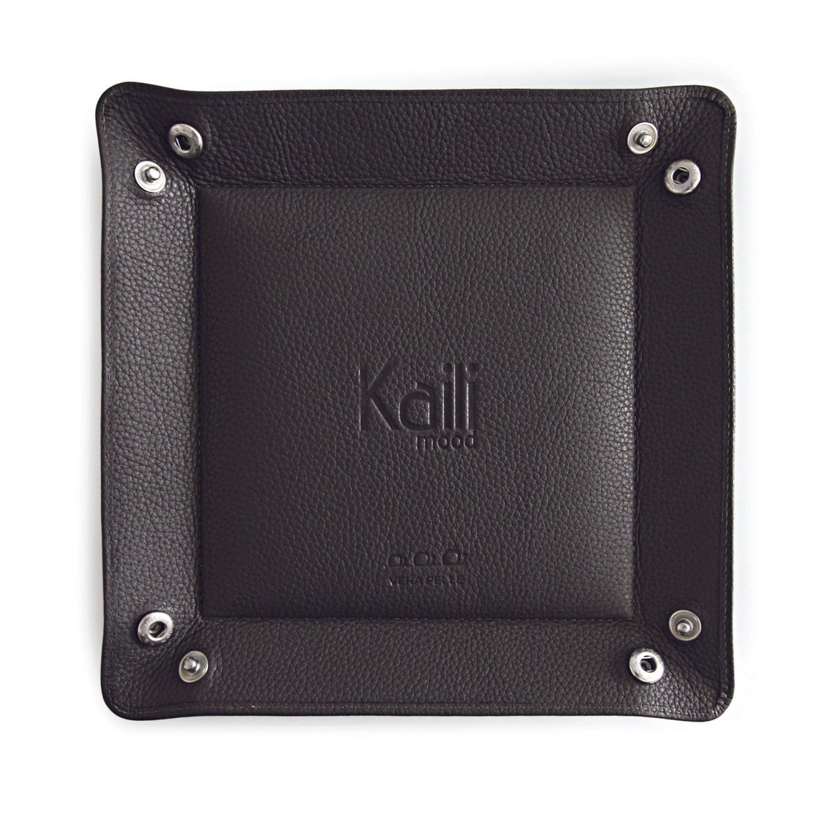 K0003FB | Bandeja de bolsillo en auténtica piel plena flor, grano dólar - Color gris - Dimensiones: 14 x 14 x 3 cm - Embalaje: bolsa de TNT