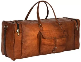 Håndlavet marokkansk "Edge" læder rejsetaske – Artisan 24" (60 cm) Voyager Duffle med Triple-Pocket Organization