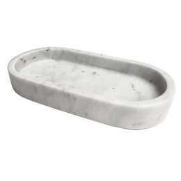 Marmorbakke, oval hvid