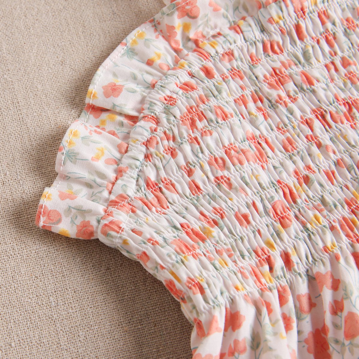 Girl's top in honeycomb with floral print up colour F102-21211371