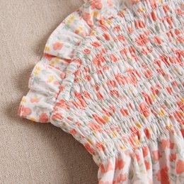 Girl's top in honeycomb with floral print up colour F102-21211371