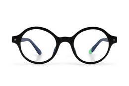  Black round eyeglasses with +1.00, +1.50, +2.00, +2.50, +3.00 power options for reading.