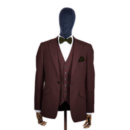 Moss green knitted bow tie and pocket square set
