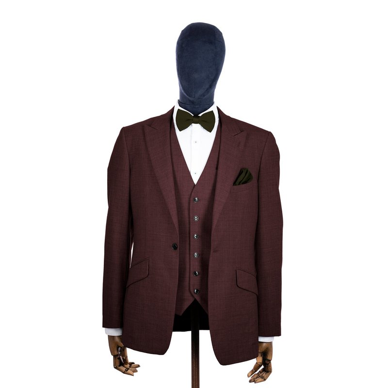 Moss green knitted bow tie and pocket square set