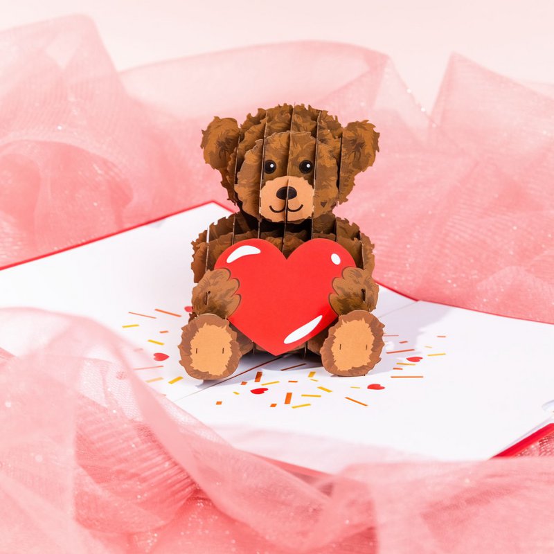 Teddybeer met hart pop-up kaart