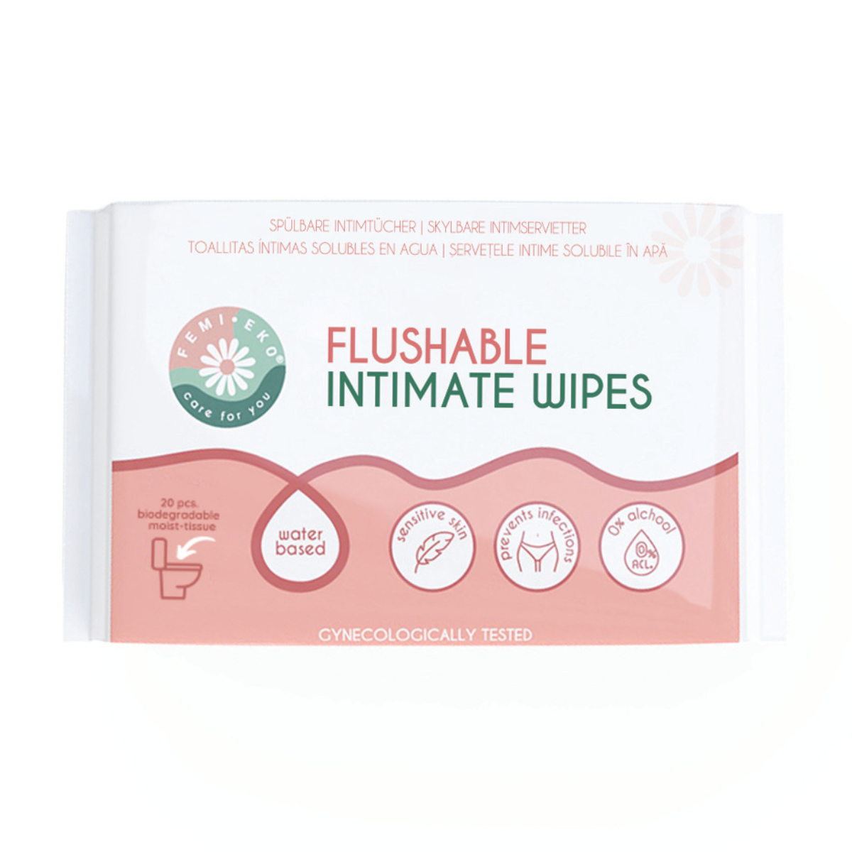 Femi.eko® Toallitas íntimas biodegradables - 20 PCS