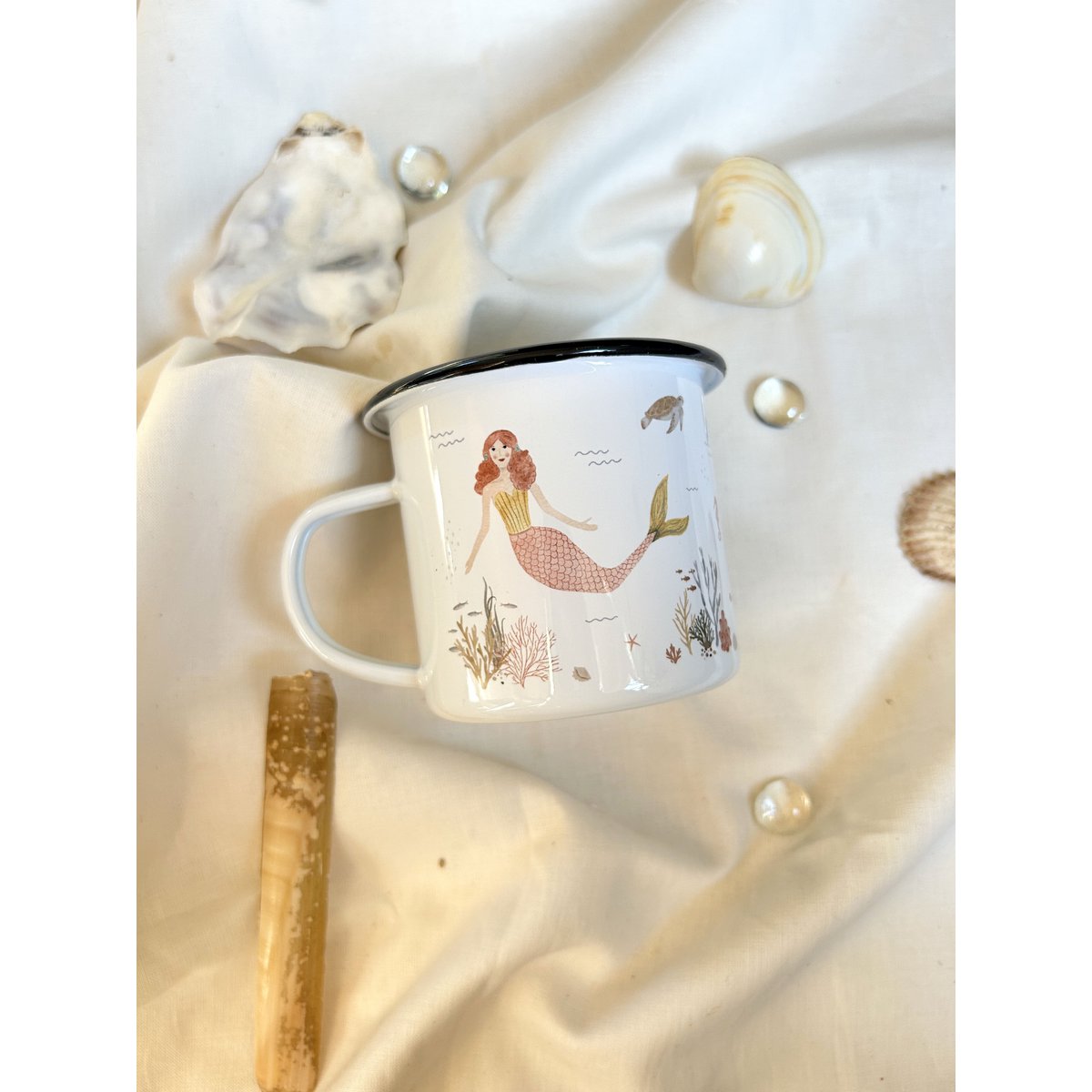 Enamel cup mermaids | Mug | Children's mug | Girl | Mermaid | Underwater | Watercolor | Watercolor || HEART & PAPER