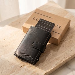 Lundholm Leather Card Holder Men Black | RFID anti-skim protection | Lundholm Örebro series