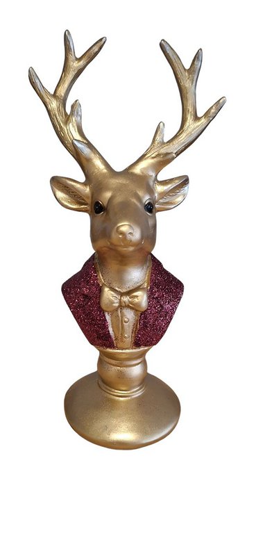 Sculpture Deer red/gold 14x11x28.5cm
