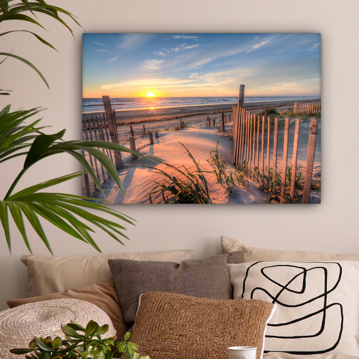 Leinwand Malerei - Wanddekoration - Strand - Meer - Dune - Sonnenuntergang - Landschaft