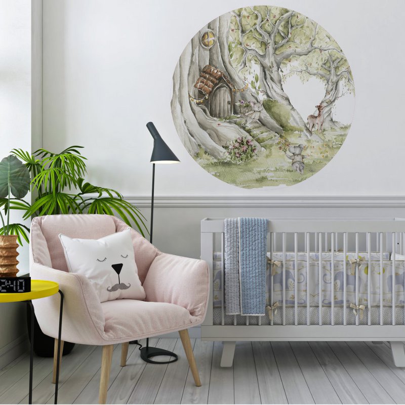 Self-adhesive wallpaper circle - Mice in the woods | children's room | from Ø 60 cm