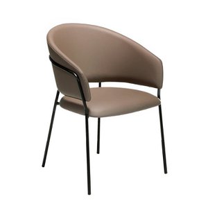 Stoel bekleed met kunstleer met zwart stalen frame