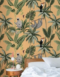 Jungle tapet med orange baggrund