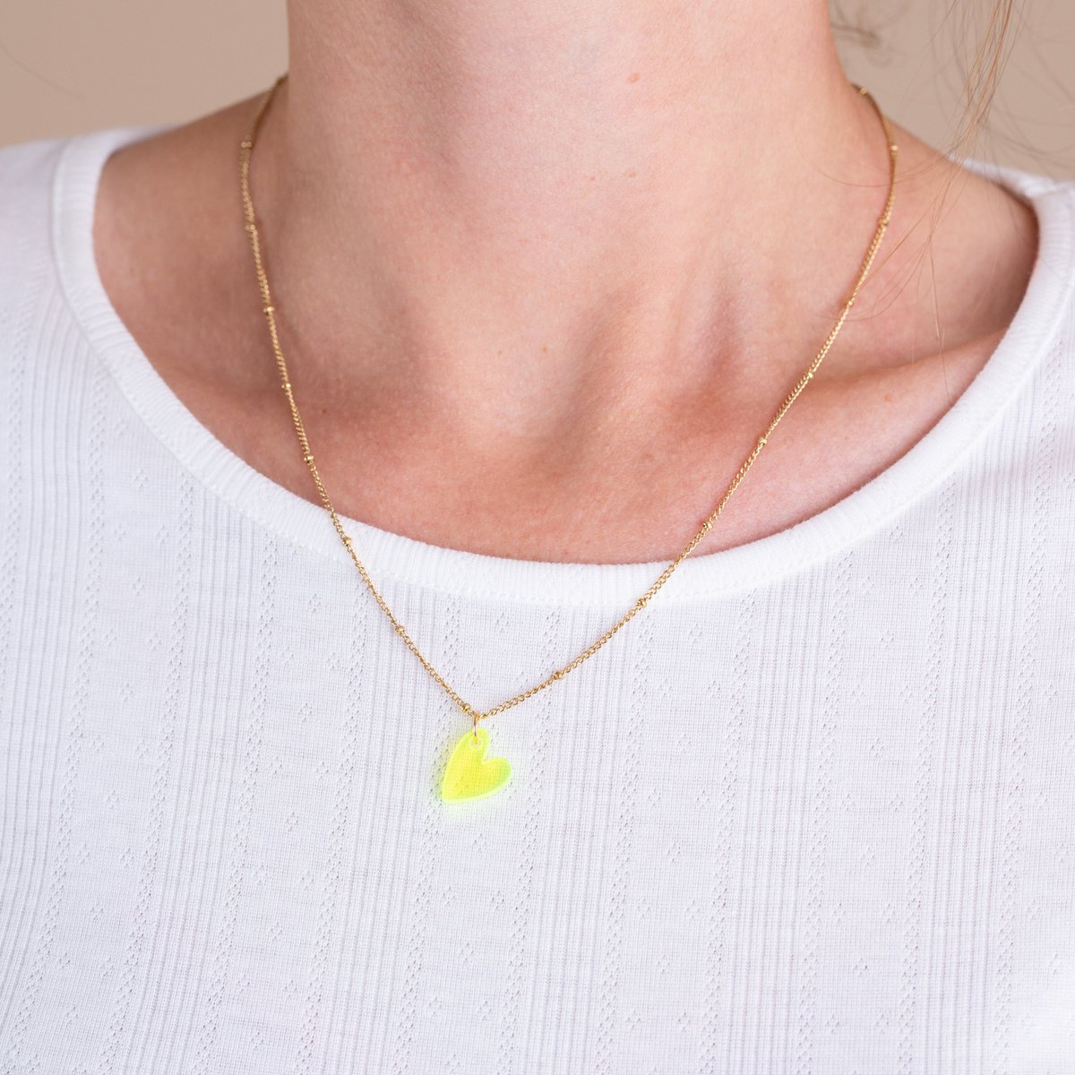 Colgantes Ketting Lume | Corazón Neón Amarillo Oro