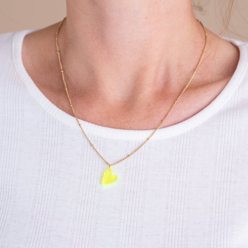 Halskette Lume Charms | Herz Neongelbgold