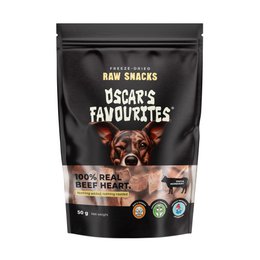 Beef heart raw pet snacks, 100% real meat, brown packaging, dog treats.