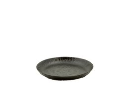  Black round serving tray, 15 inch diameter, flat shallow dish, modern minimalist design