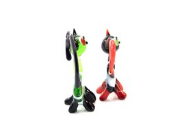 Glass cat - Black/Red/White - height 10 cm - Handmade