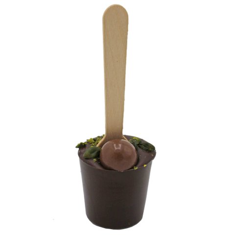 Bitter drinking chocolate stick - pistachios, praline | 60g