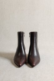 LINDA BROWNISH BRUSH – Pointed Nappa Heeled Boots