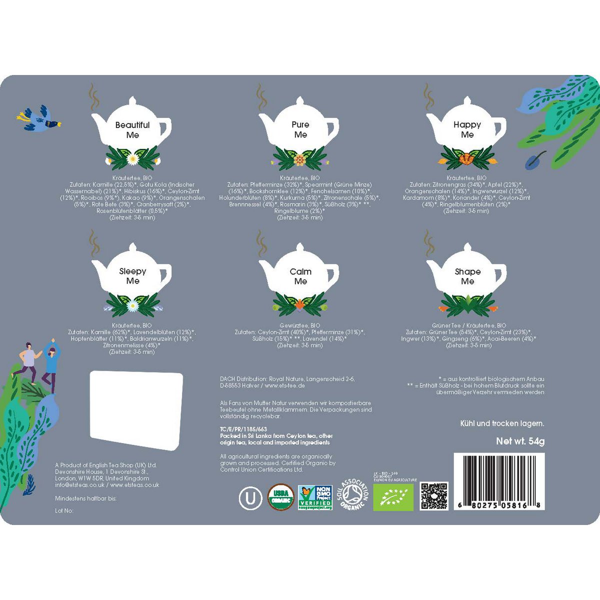 ETS - Tee-Kollektion in edler Metalldose "Wellness-Kollektion", BIO, 36 Teebeutel