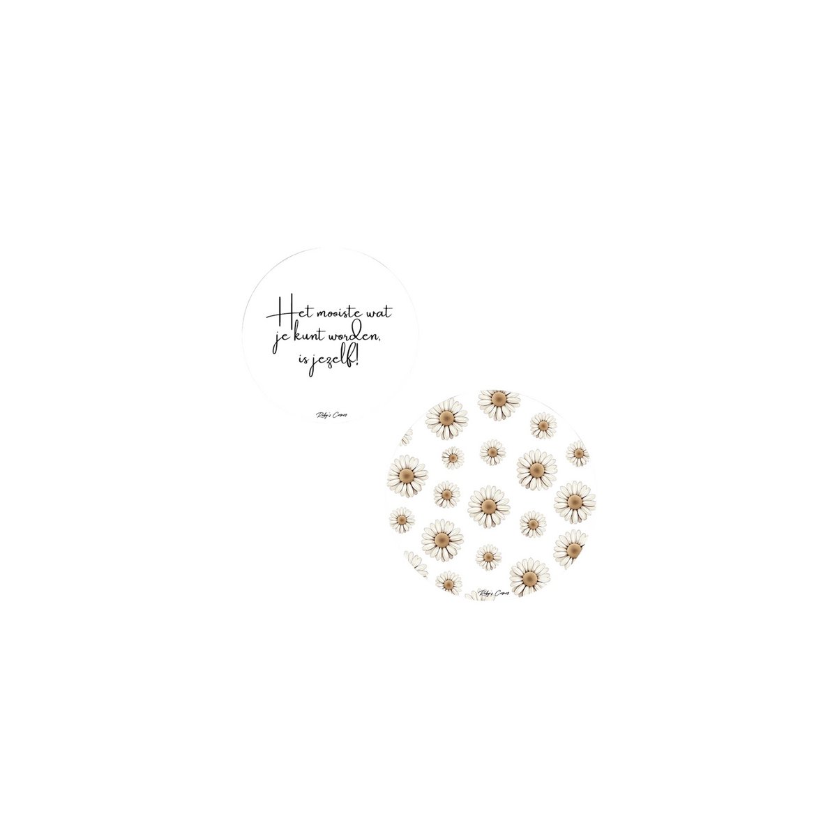 Dibond Wall Cirkels - The best thing you can be is your Self - Flower - Set of 2 pieces - White