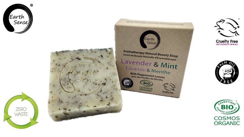 Organic Certified Solid Soap - Lavender & Mint with Shredded Mint Leaves 90g