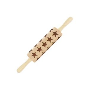 Houten deegroller sterrenpatroon 40 cm Fackelmann Kerst
