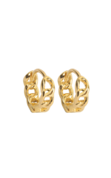 14K gold plated hoop earrings with a Milano link design.
