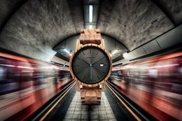 Men's watch full zebrano wood