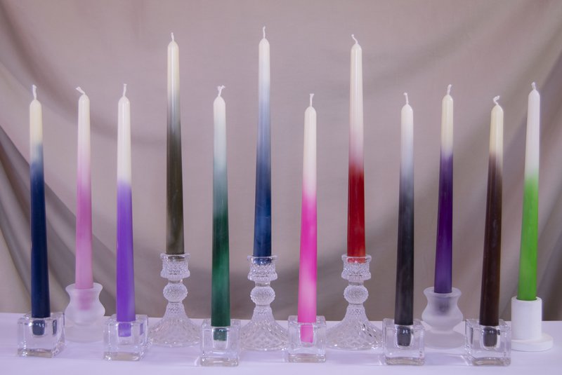 10" Ombre Beeswax Taper Candle - Lav din farvemix kopi