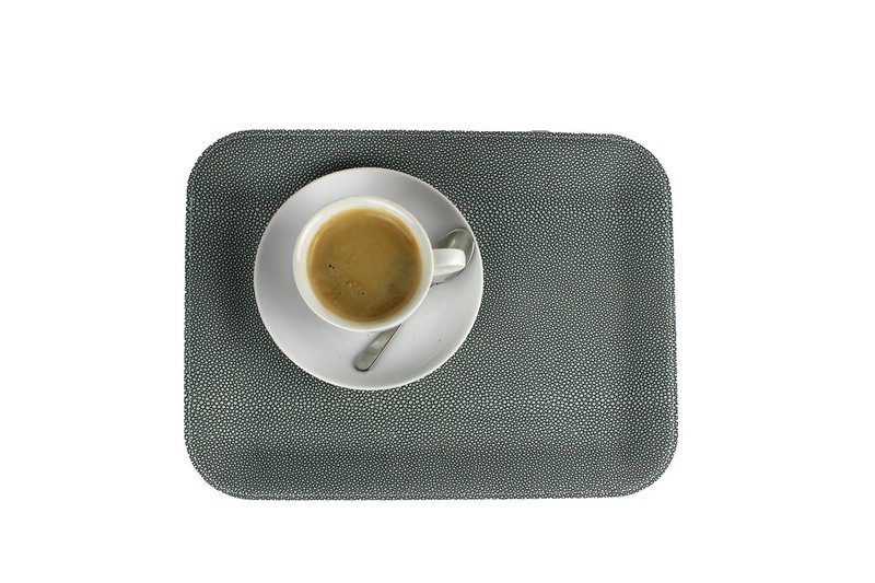 Tablette plate grande plateau de service en cuir synthétique en cuir bleu