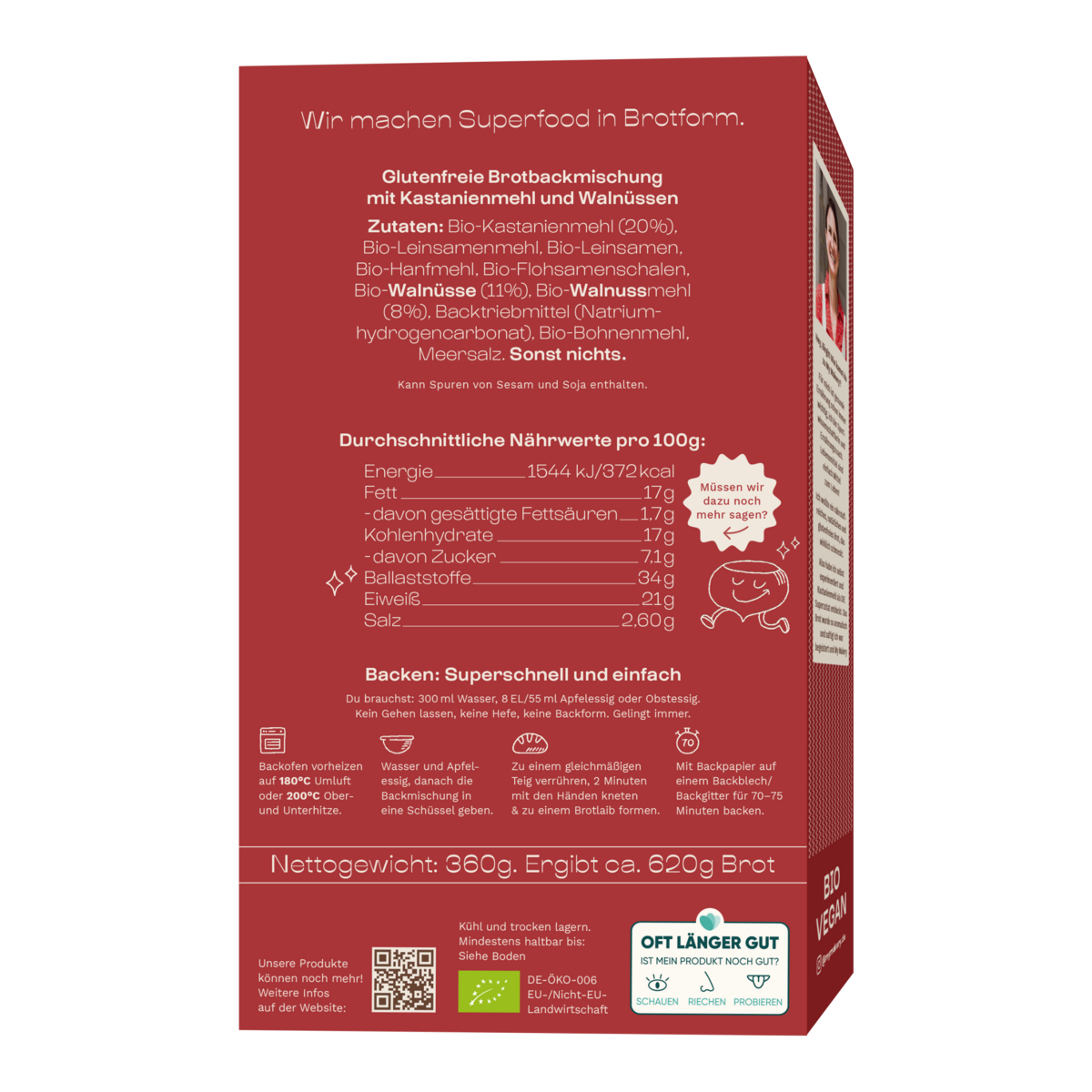 Glutenfreie Maronibrot Backmischung Dunkles Walnuss
