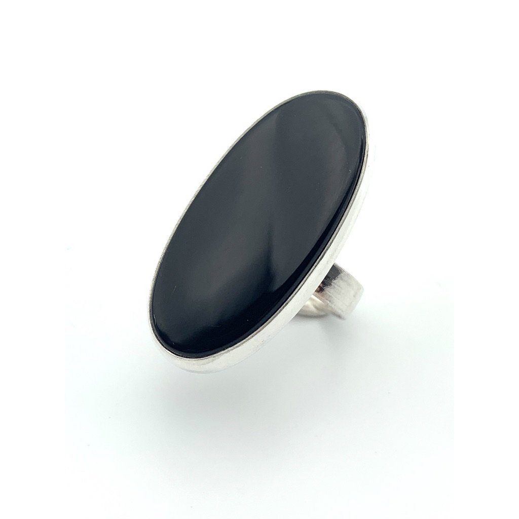 Silver ring 17x35mm Onyx