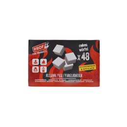  White fire starter cubes, pack of 48, for efficient ignition of barbecue grids and firewood.