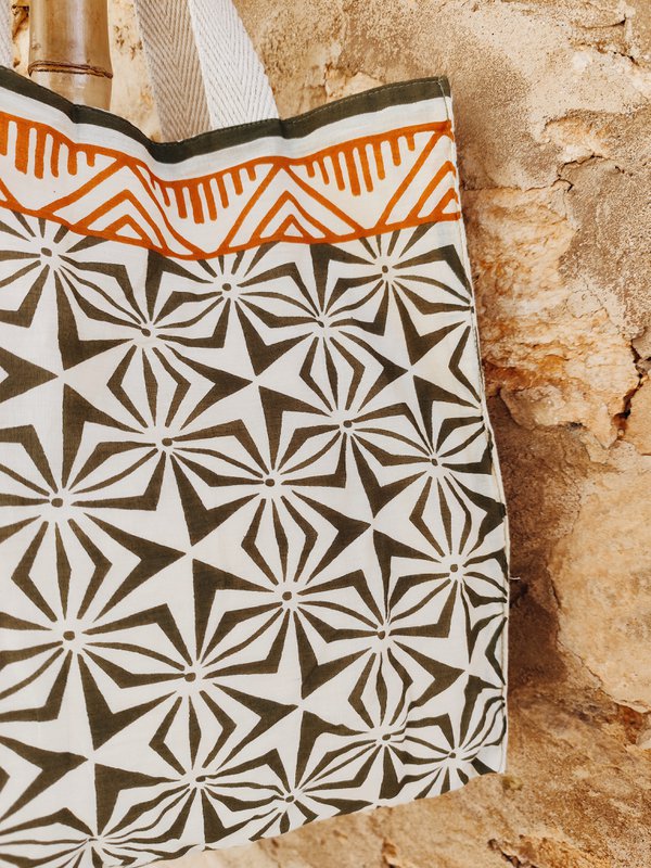 PACK OF 4 UNITS - BLOCK PRINT COTTON BAGS SOLLER COLLECTION