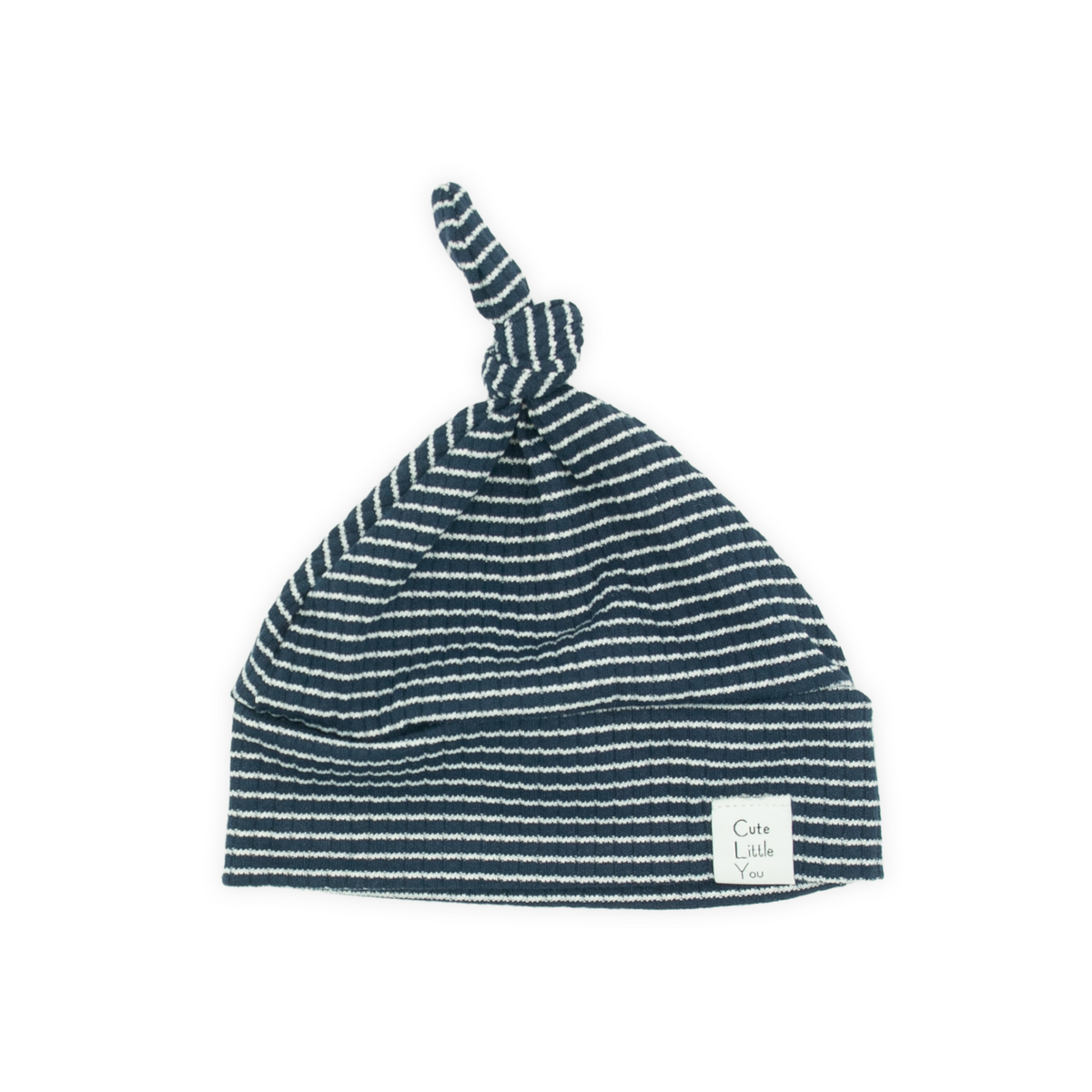 Beanie | Small rib | Navy - wit