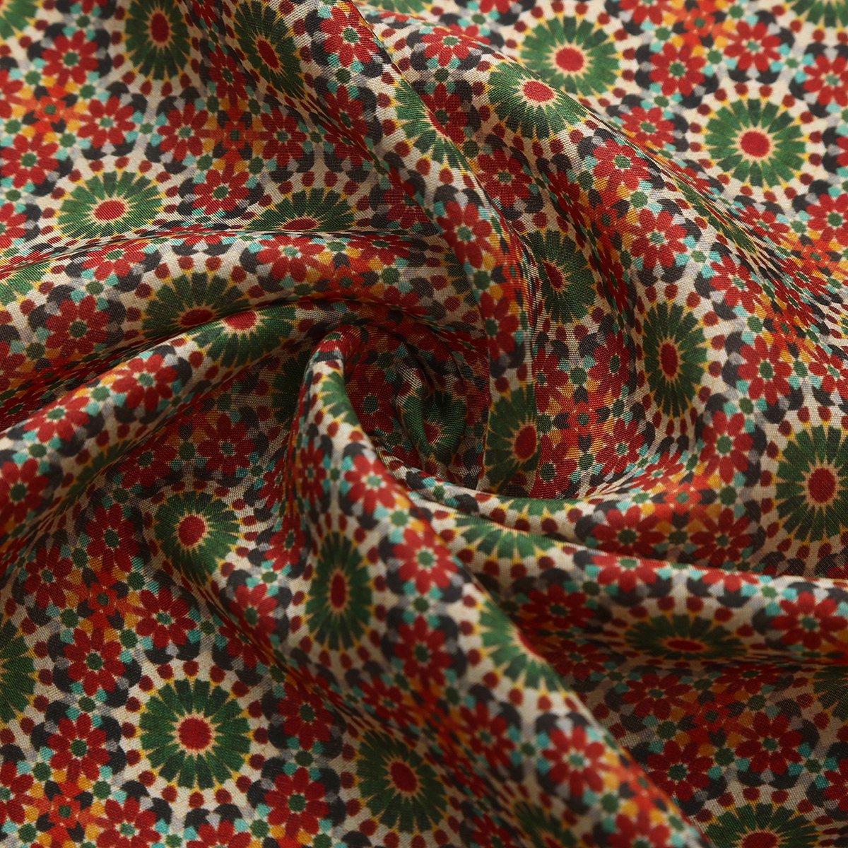Red and Green Silk Square Scarf Zubaida