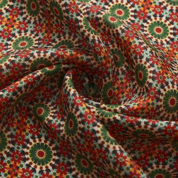 Red and Green Silk Square Scarf Zubaida