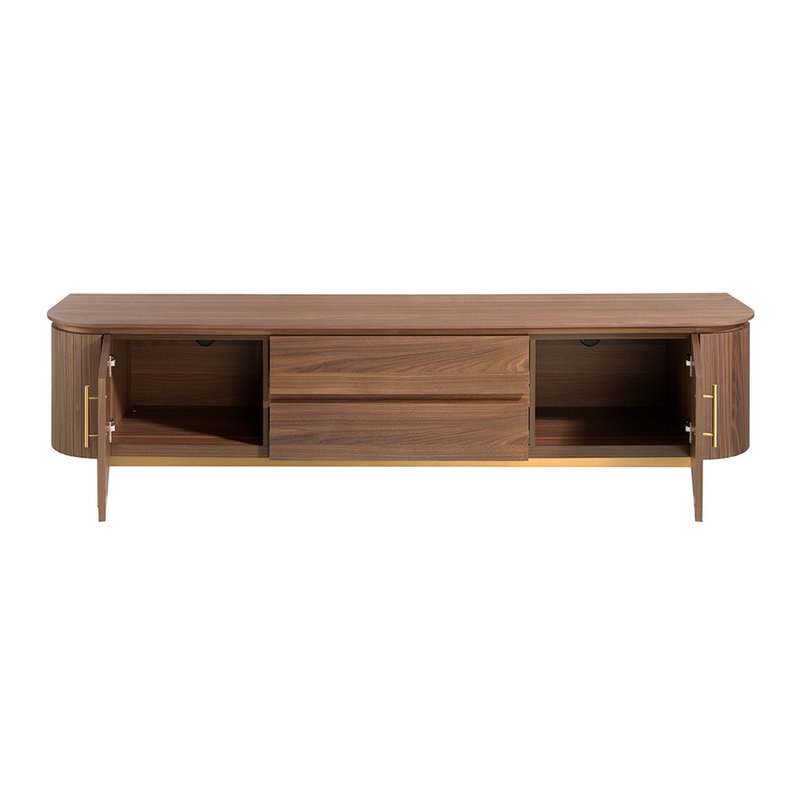 TV cabinet in walnut wood and gold steel 3227