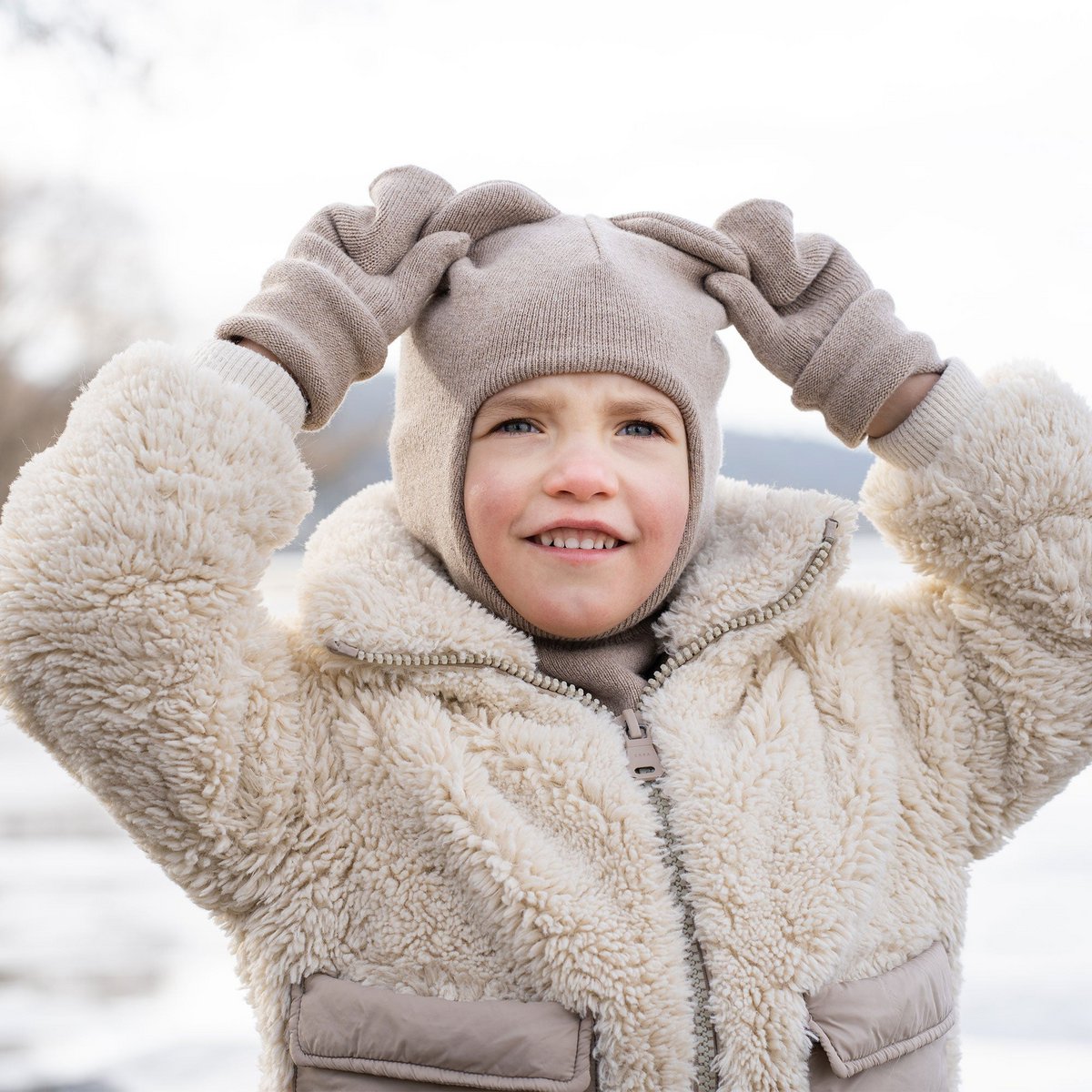Kids Knitted Balaclava & Mitten's 2-Piece Set