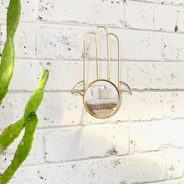 🪞 Handmade Brass Hamsa Hand Mirror – Moroccan Artisan Decor ✨