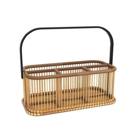 Kitchen Condiment Organizer |  Flatware Utensil Cutlery Caddy (Bamboo)