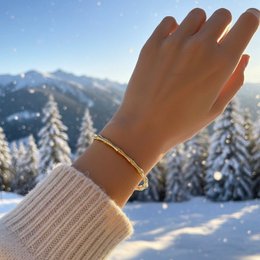 BAMBOO GLOW – Pulsera Rígida Impermeable de Oro